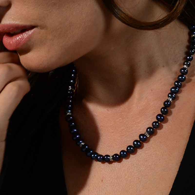 Mitternachtszauber Schwarze Perlenkette mit KOSTENLOSEN passenden Ohrringen