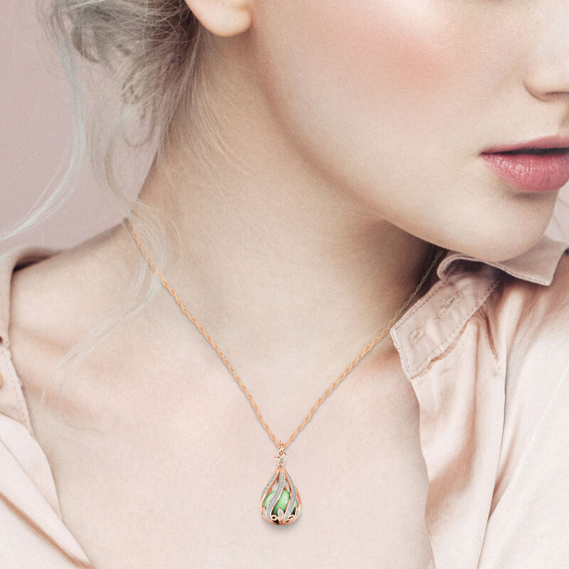Kupfer Umarmung Diamant & Jade Halskette
