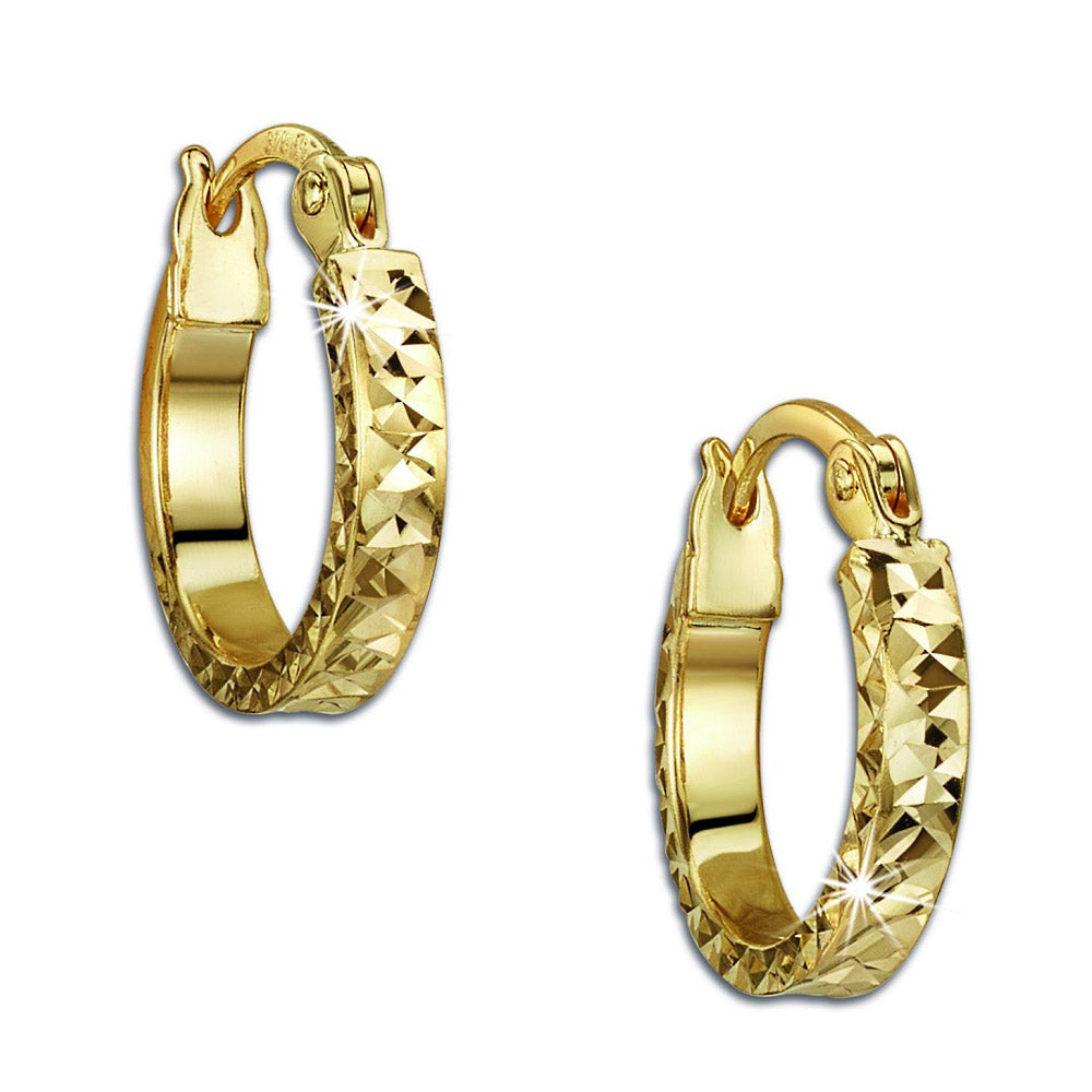 9ct Gold Diamantschliff Huggie Hoops