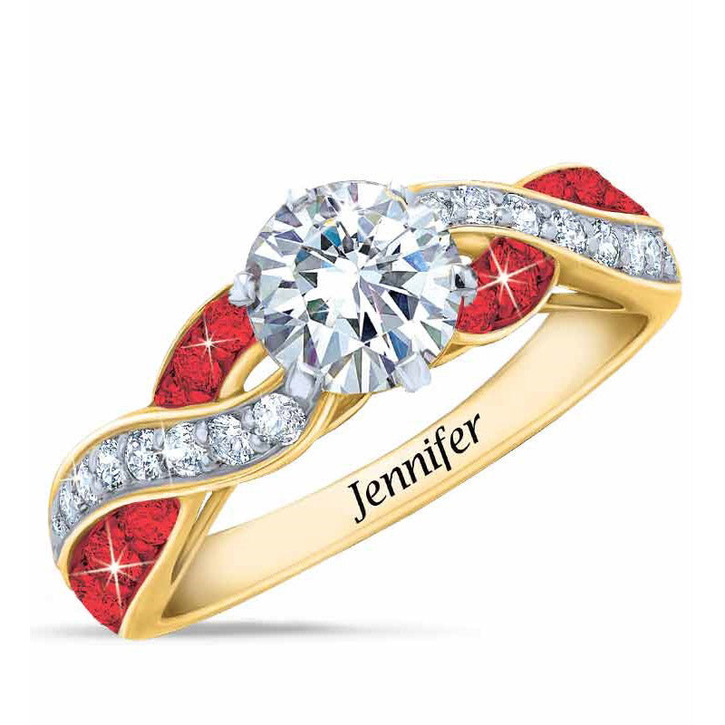 Geburtsstein Swirl Personalisierter Ring