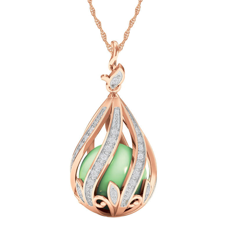 Kupfer Umarmung Diamant & Jade Halskette
