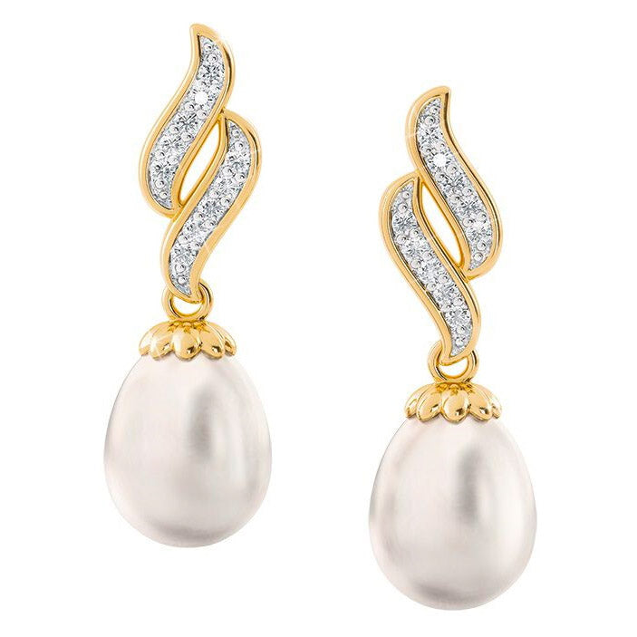 Diamant-Wellen-Perlen-Ohrringe
