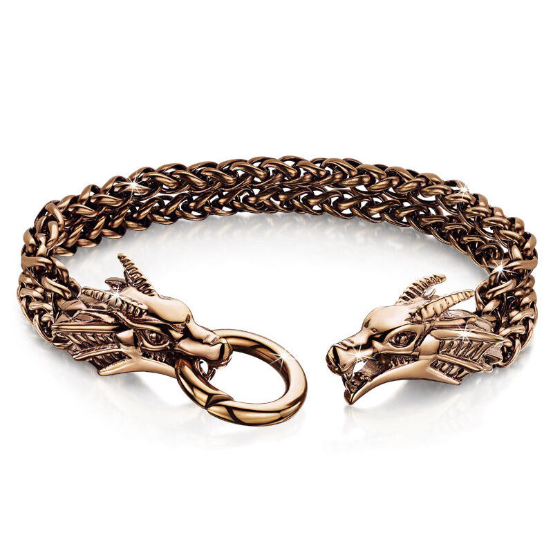 Herren Stahl & Kupfer Drachenarmband
