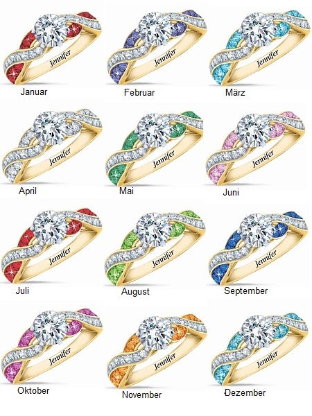 Geburtsstein Swirl Personalisierter Ring