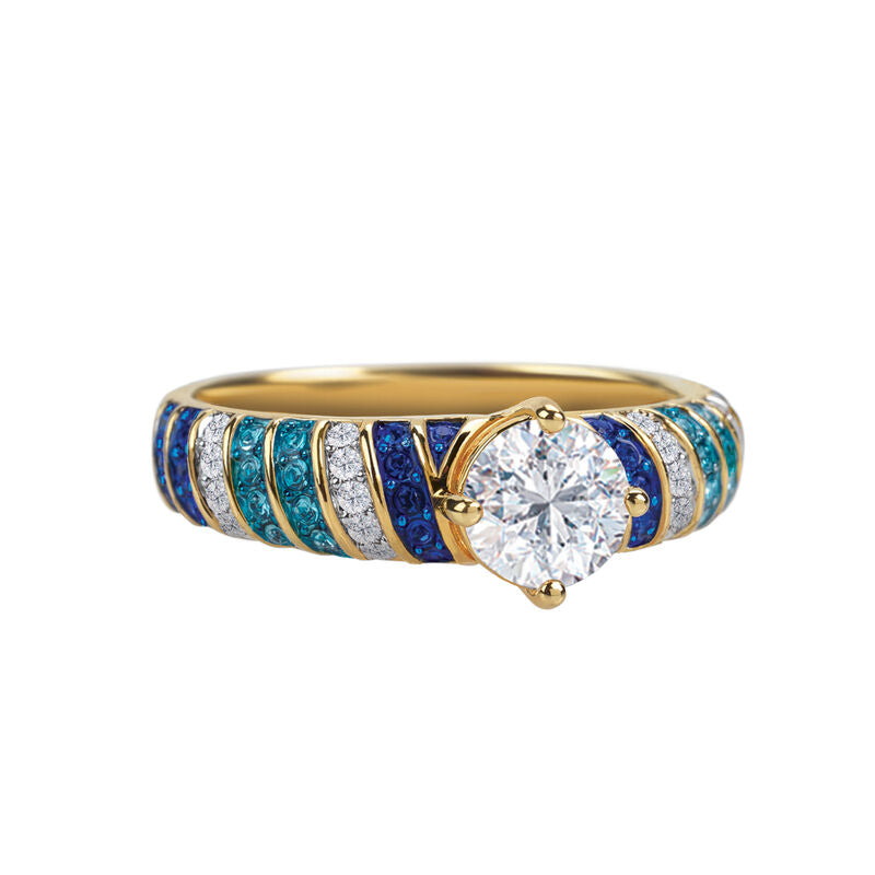 Blaue Welle Personalisierter Wirbel Ring