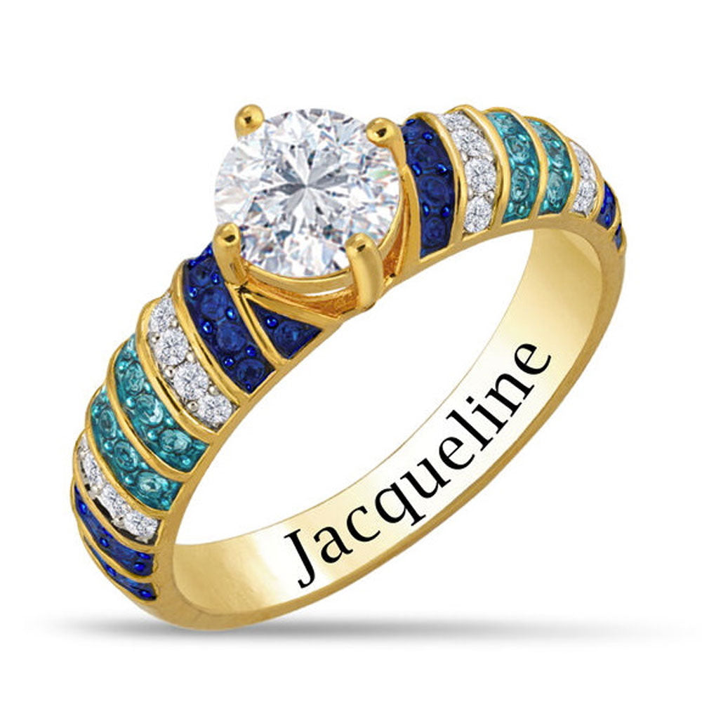 Blaue Welle Personalisierter Wirbel Ring